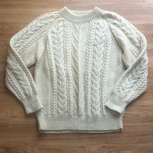 Made in Ireland Irish Wool Fisherman’s Cable Knit Sweater Hand Knit